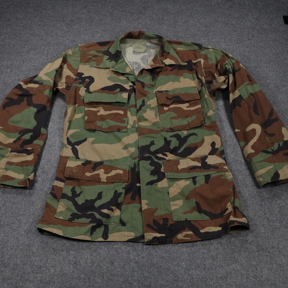 American Apparel Mens Woodland Camo BDU Combat Coat Ripstop Field Jacket Small R